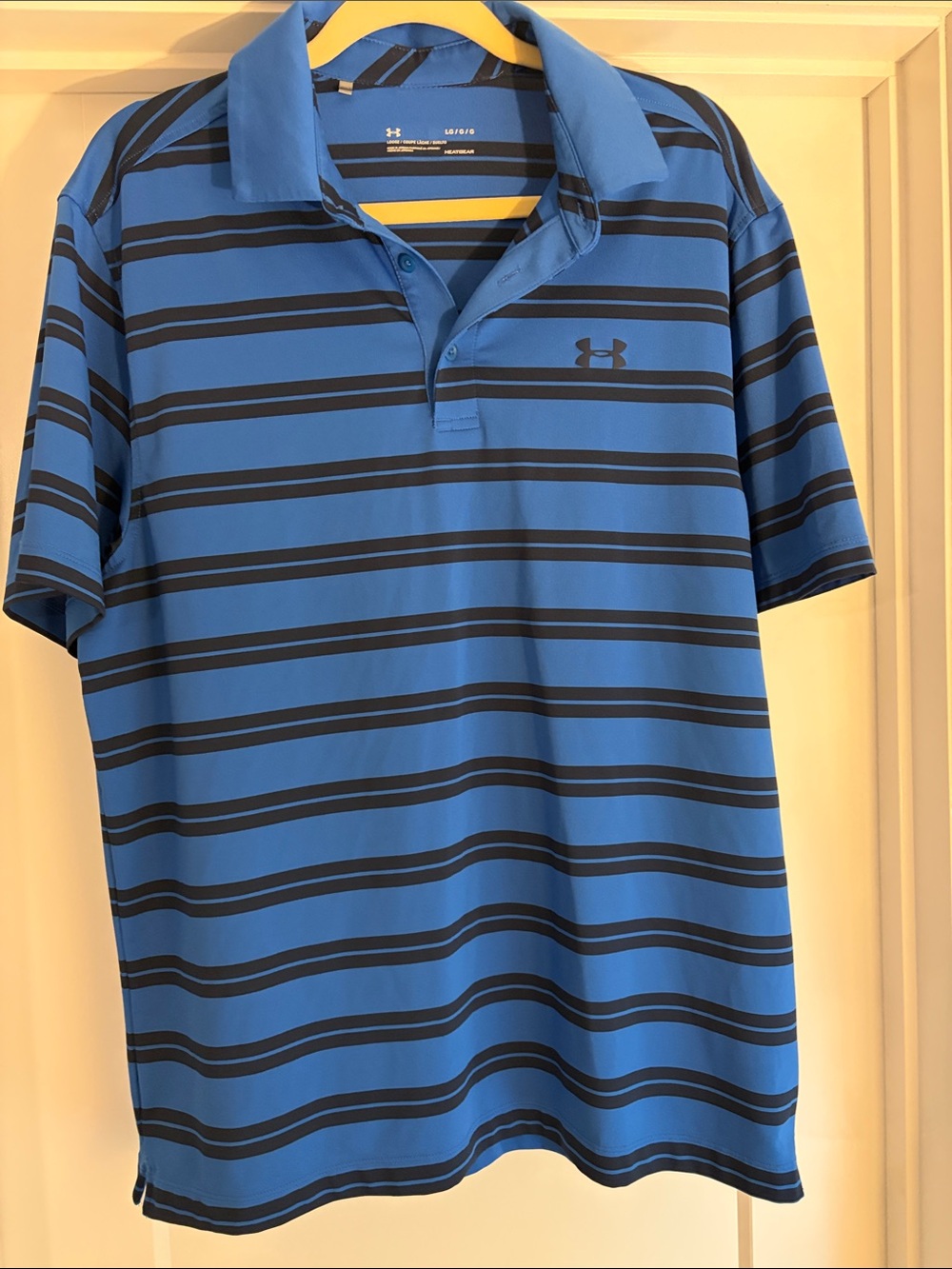 Under Armour Blue Polo with Black Stripes